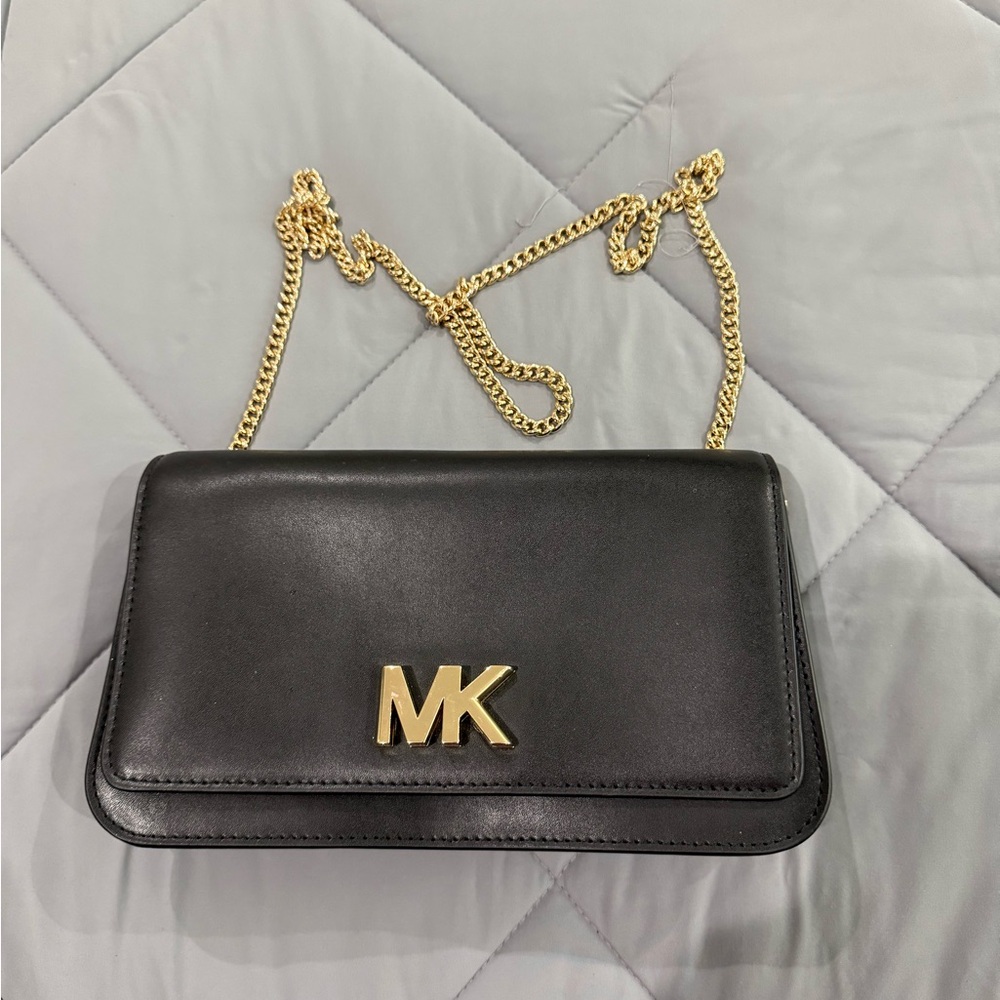 Michael Kors Black Crossbody Bag with Gold Chain